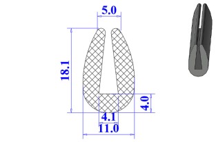 Ron cao su EPDM chữ U 11x18.1x4.1