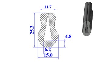 Ron cao su NBR chữ U 15x25.3x6.2