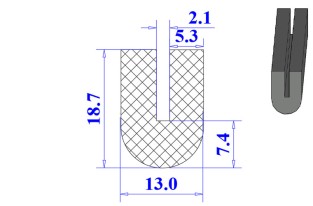 Ron cao su NBR chữ U 13x18.7x2.1