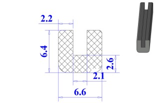 Ron cao su NBR chữ U 6.6x6.4x2.1