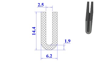 Ron cao su NBR chữ U 6.2x14.4x2.5