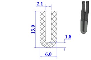 Ron cao su NBR chữ U 6x13x2.1