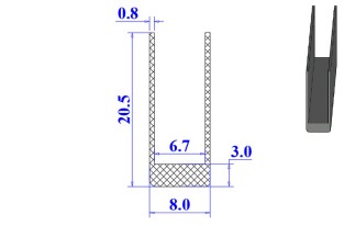 Ron cao su NBR chữ U 8x20.5x6.7