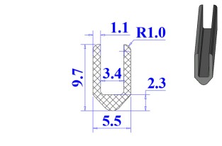 Ron cao su NBR chữ U 5.5x9.7x3.4