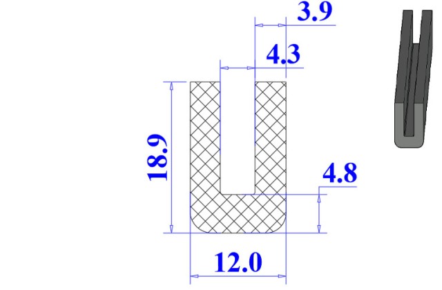 Ron cao su NBR chữ U 12x18.9x4.3