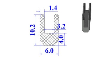 Ron cao su NBR chữ U 6x10.2x3.2