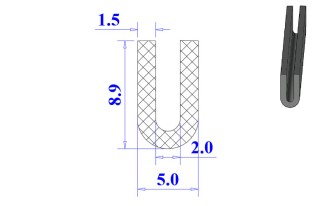 Ron cao su NBR chữ U 5x8.9x2