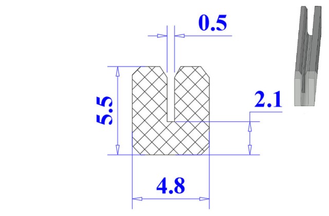 Ron cao su NBR chữ U 4.8x5.5x0.5