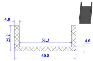 Ron cao su NBR chữ U 60.8x25.2x51.3