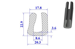 Ron cao su NBR chữ U 20.3x22.9x8.6