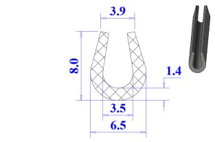 Ron cao su NBR chữ U 6.5x8x3.5