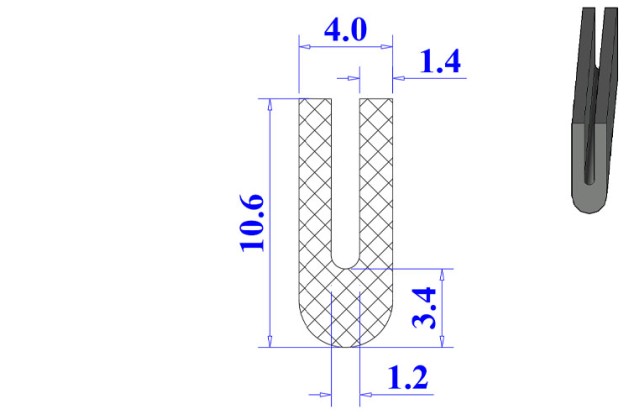 Ron cao su NBR chữ U 4x10.6x1.2