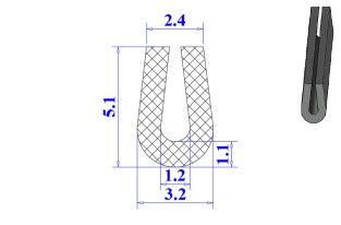 Ron cao su NBR chữ U 3.2x5.1x1.2