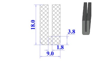 Ron cao su NBR chữ U 9x18x1.8