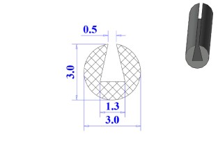 Ron cao su NBR chữ U 3x3x1.3