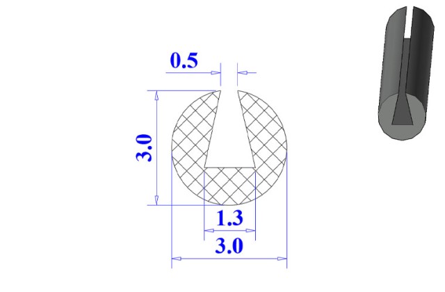 Ron cao su NBR chữ U 3x3x1.3