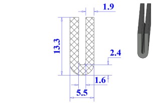 Ron cao su NBR chữ U 5.5x13.3x1.6