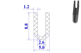 Ron cao su NBR chữ U 5x8.8x2.6