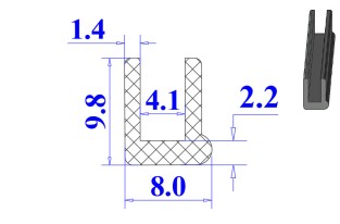 Ron cao su NBR chữ U 8x9.8x4.1