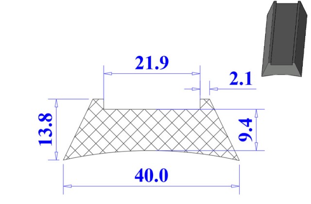 Ron cao su NBR chữ U 40x13.8x21.9