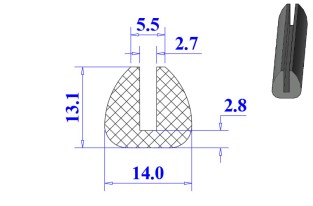 Ron cao su NBR chữ U 14x13.1x2.7