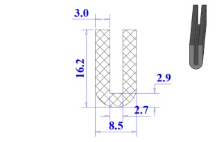 Ron cao su NBR chữ U 8.5x16.2x2.7