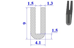 Ron cao su EPDM chữ U 4.1x9x1.5